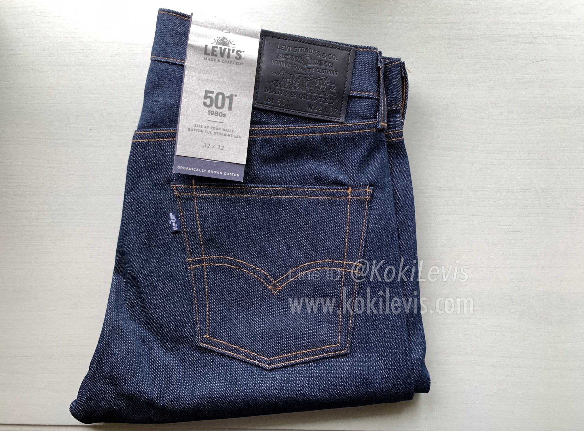 LMC 501 1980s ริมน้ำเงิน ผ้าดิบ