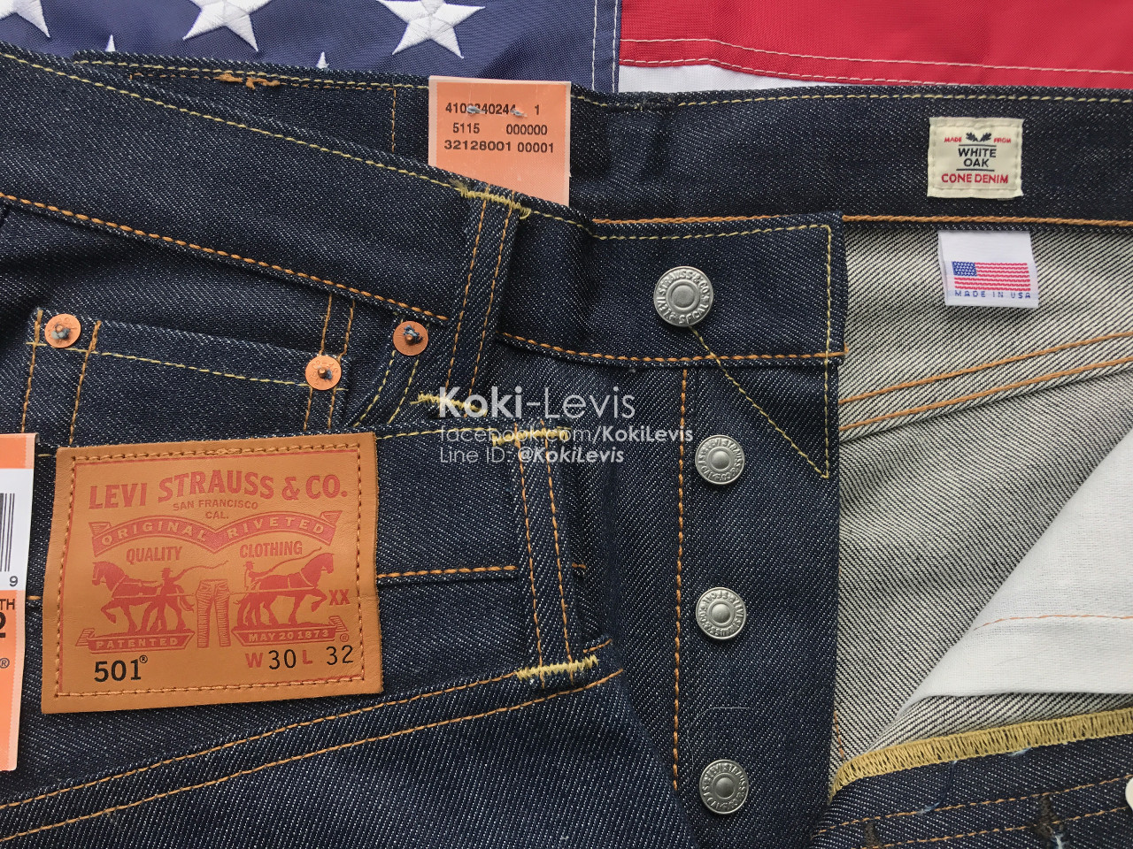 501 ริมแดง USA ผ้าดิบ - White Oak