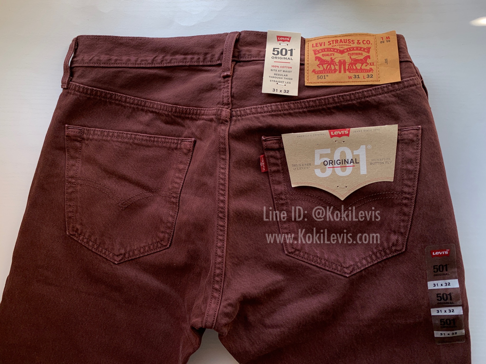 Levi's 501 สี Red wine